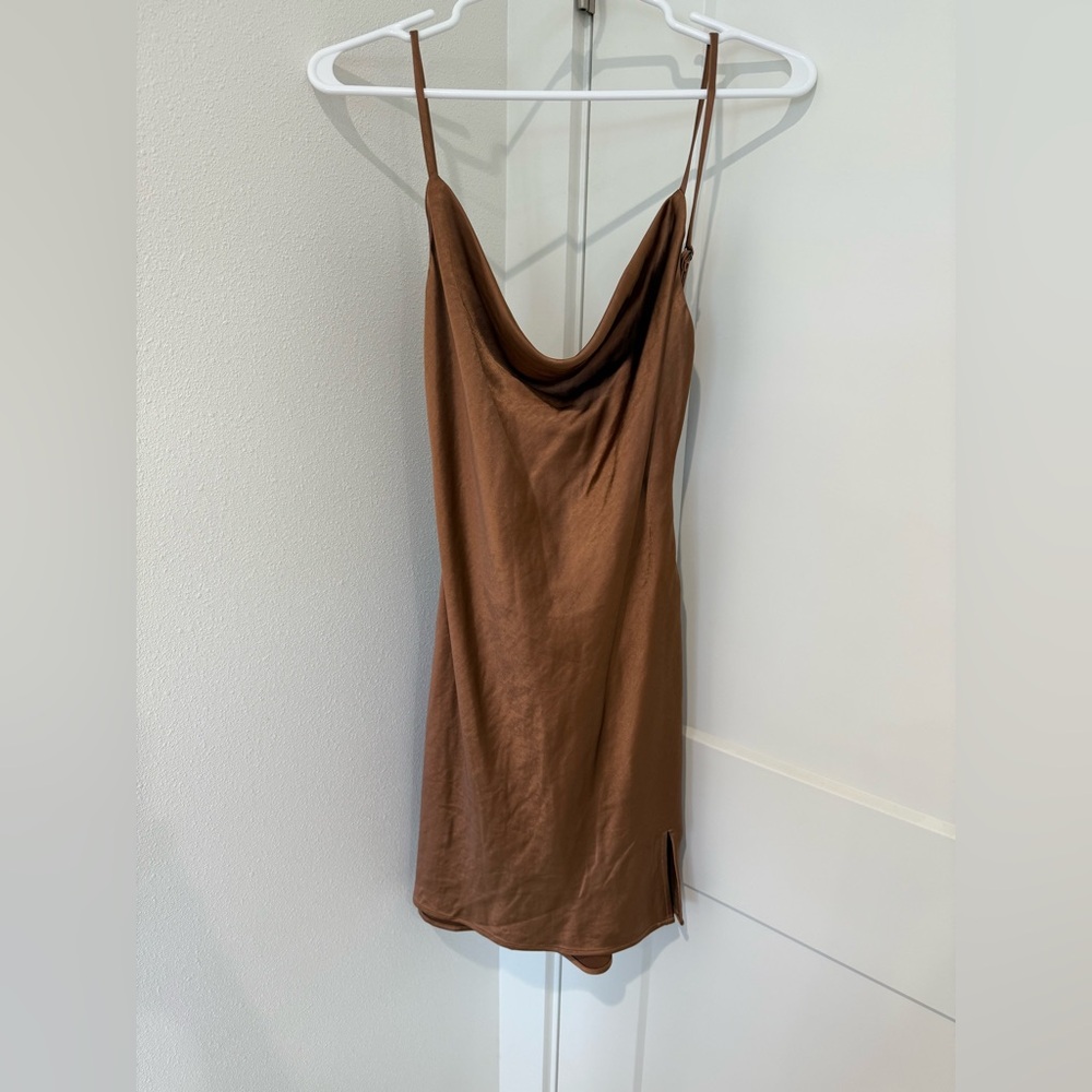 Princess Polly Alfie Brown Satin Mini Dress